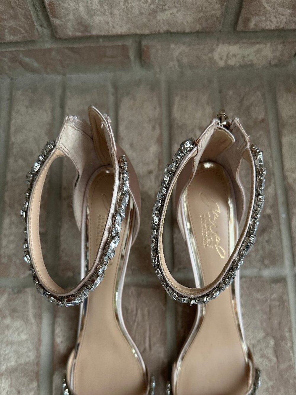 Badgley Mischka Champayne 3" heel with Silver Jewels size 7 - Picture 2 of 7